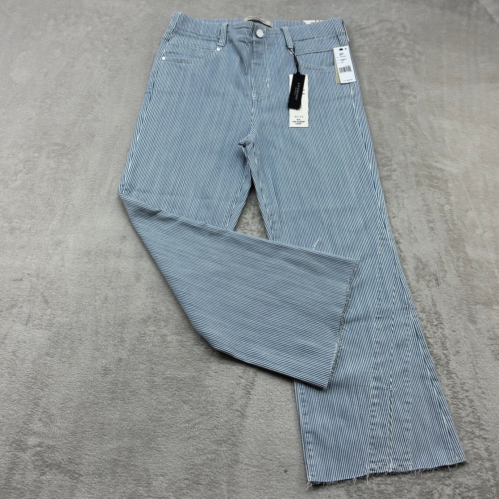 Liverpool Gia Glider Crop Pants Women's 12/31 Blue Stripe Wide Leg Boho Preppy